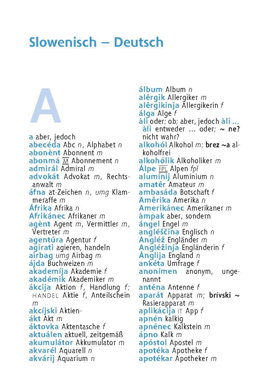 Beispielinhalt (Bild) Langenscheidt Universal-Wörterbuch Slowenisch