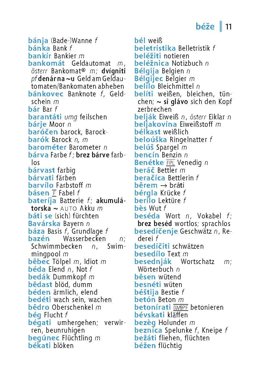 Beispielinhalt (Bild) Langenscheidt Universal-Wörterbuch Slowenisch