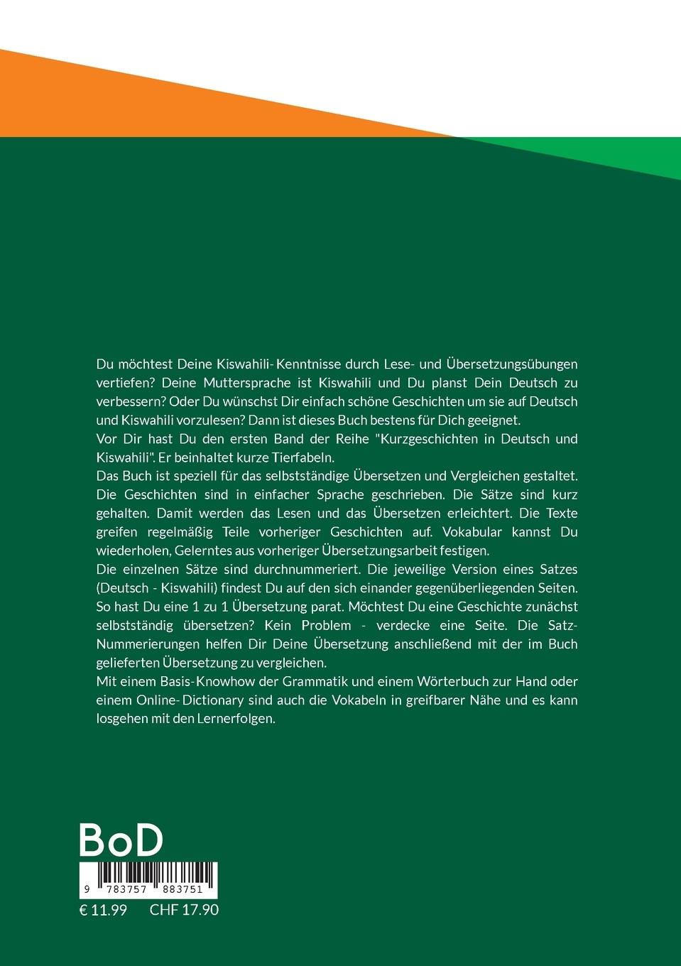 Rückseitencover Kurzgeschichten Deutsch Suaheli Tierfabeln