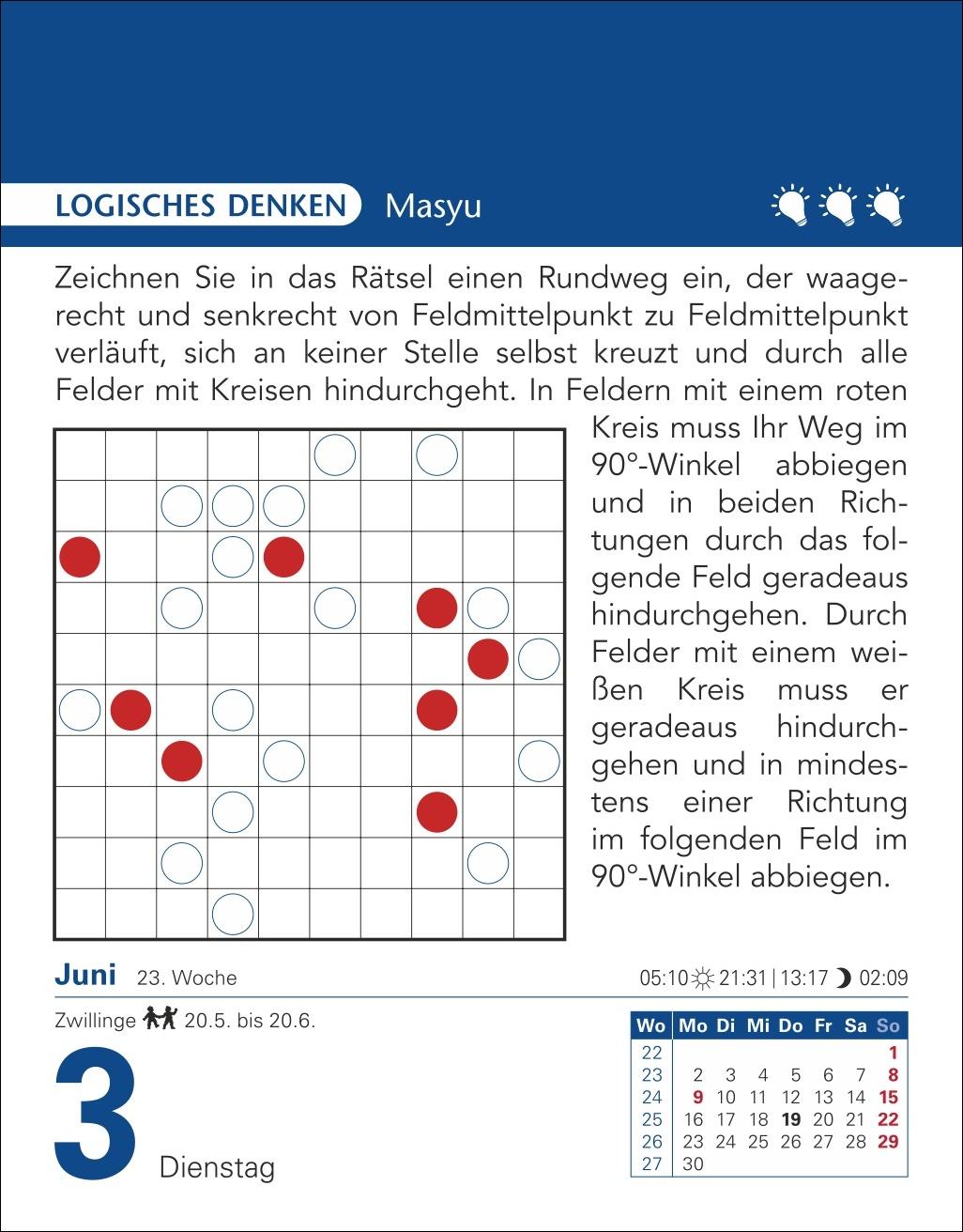 Beispielinhalt (Bild) Brain Jogging Tagesabreißkalender 2025 - Gedächtnis, Konzentration, Logik