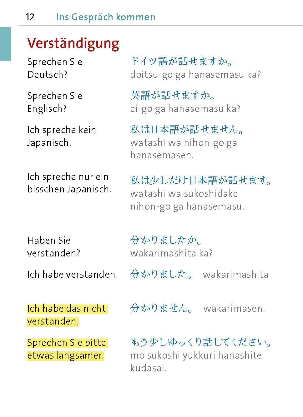 Beispielinhalt (Bild) Langenscheidt Universal-Sprachführer Japanisch
