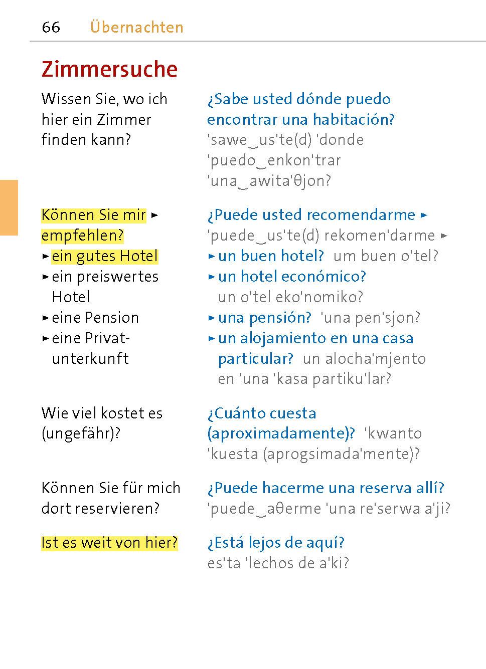 Beispielinhalt (Bild) Langenscheidt Universal-Sprachführer Spanisch