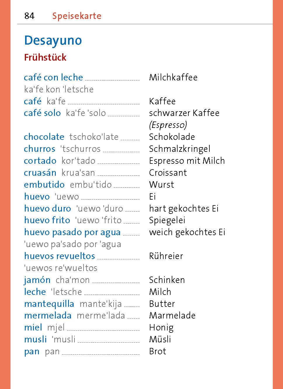 Beispielinhalt (Bild) Langenscheidt Universal-Sprachführer Spanisch