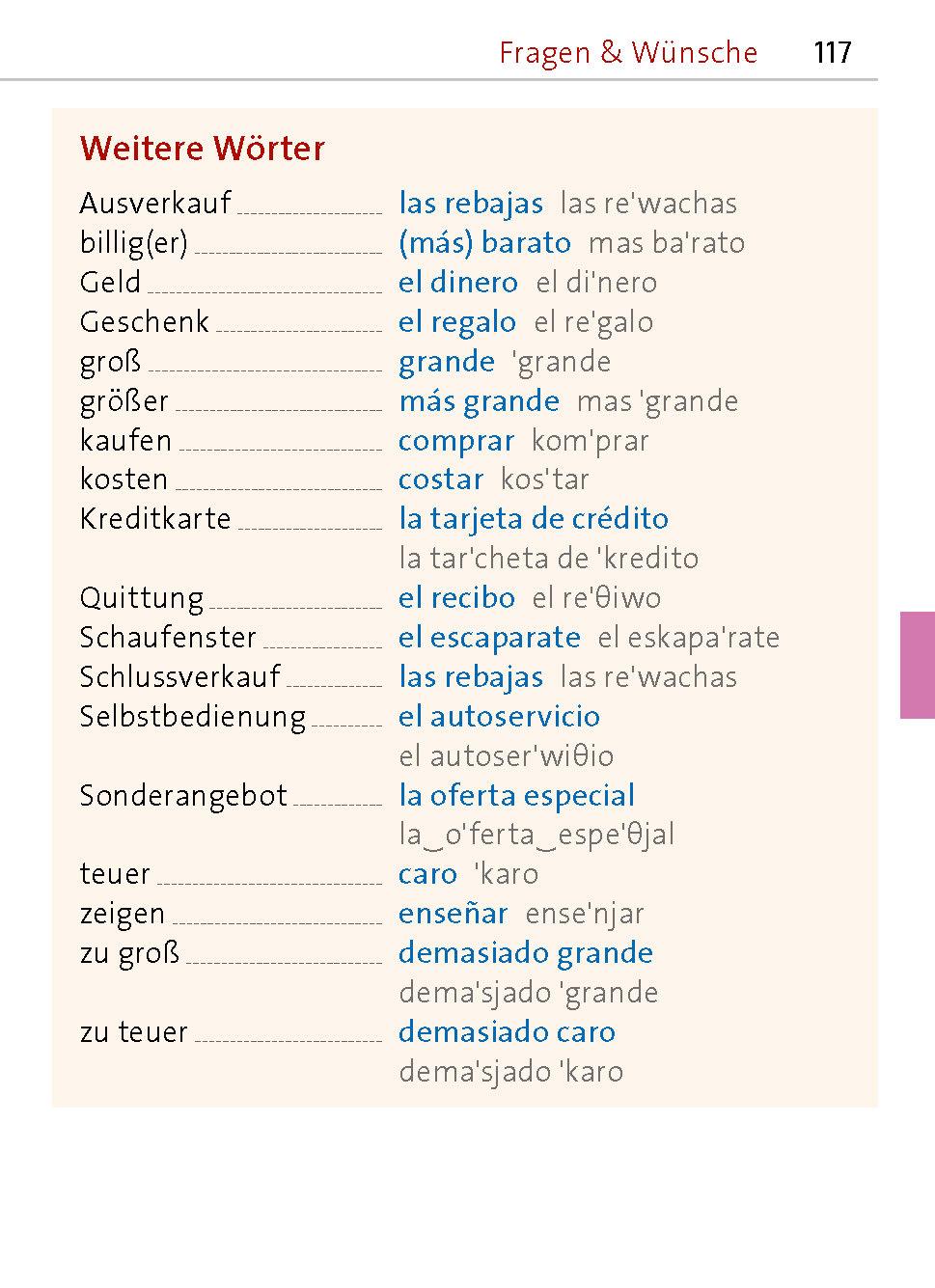 Beispielinhalt (Bild) Langenscheidt Universal-Sprachführer Spanisch