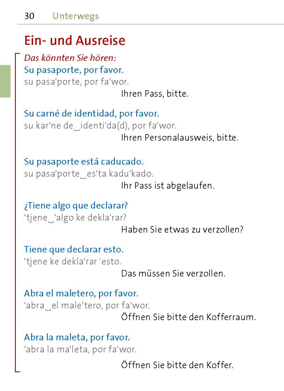 Beispielinhalt (Bild) Langenscheidt Universal-Sprachführer Spanisch