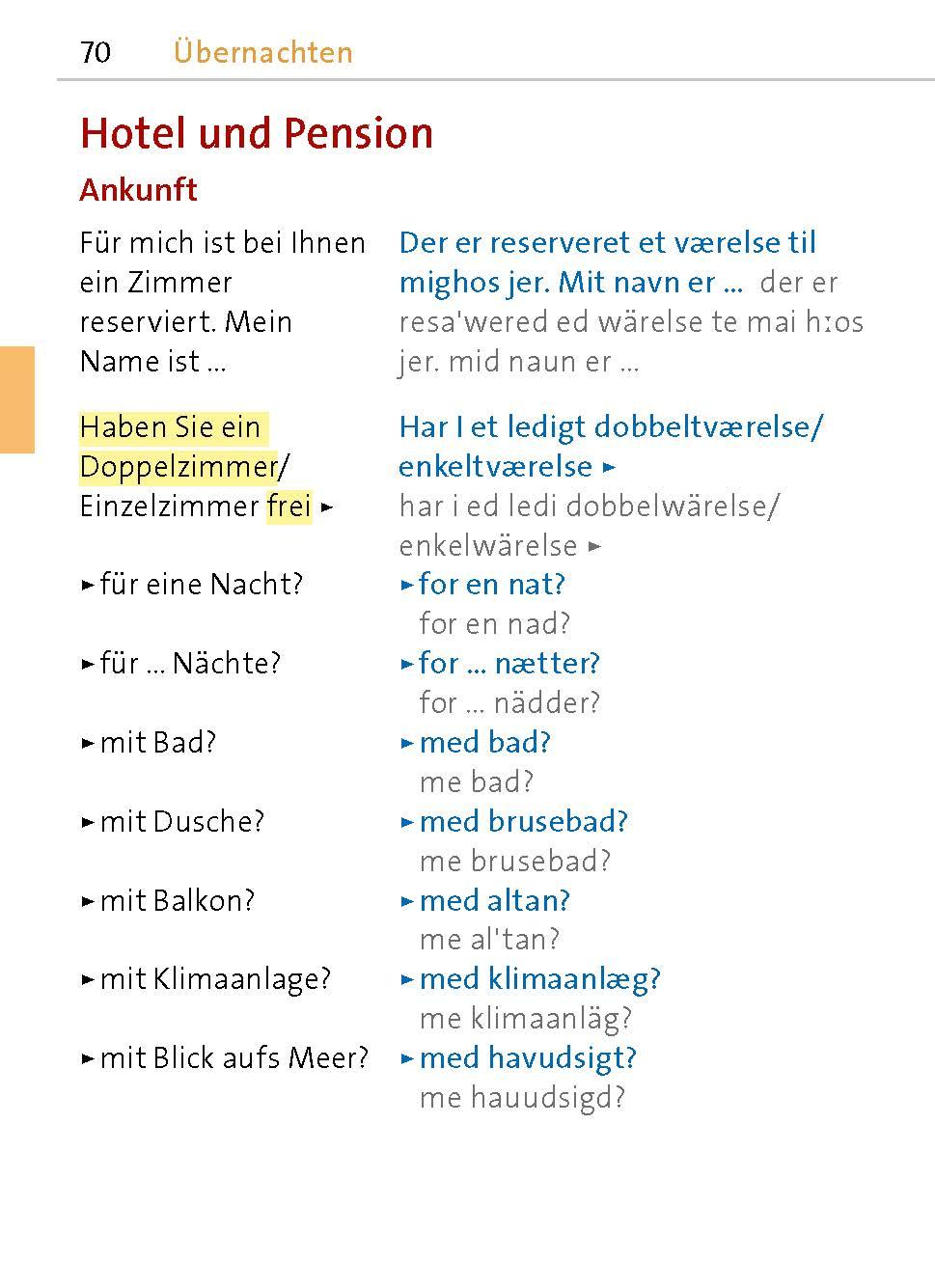 Beispielinhalt (Bild) Langenscheidt Universal-Sprachführer Dänisch