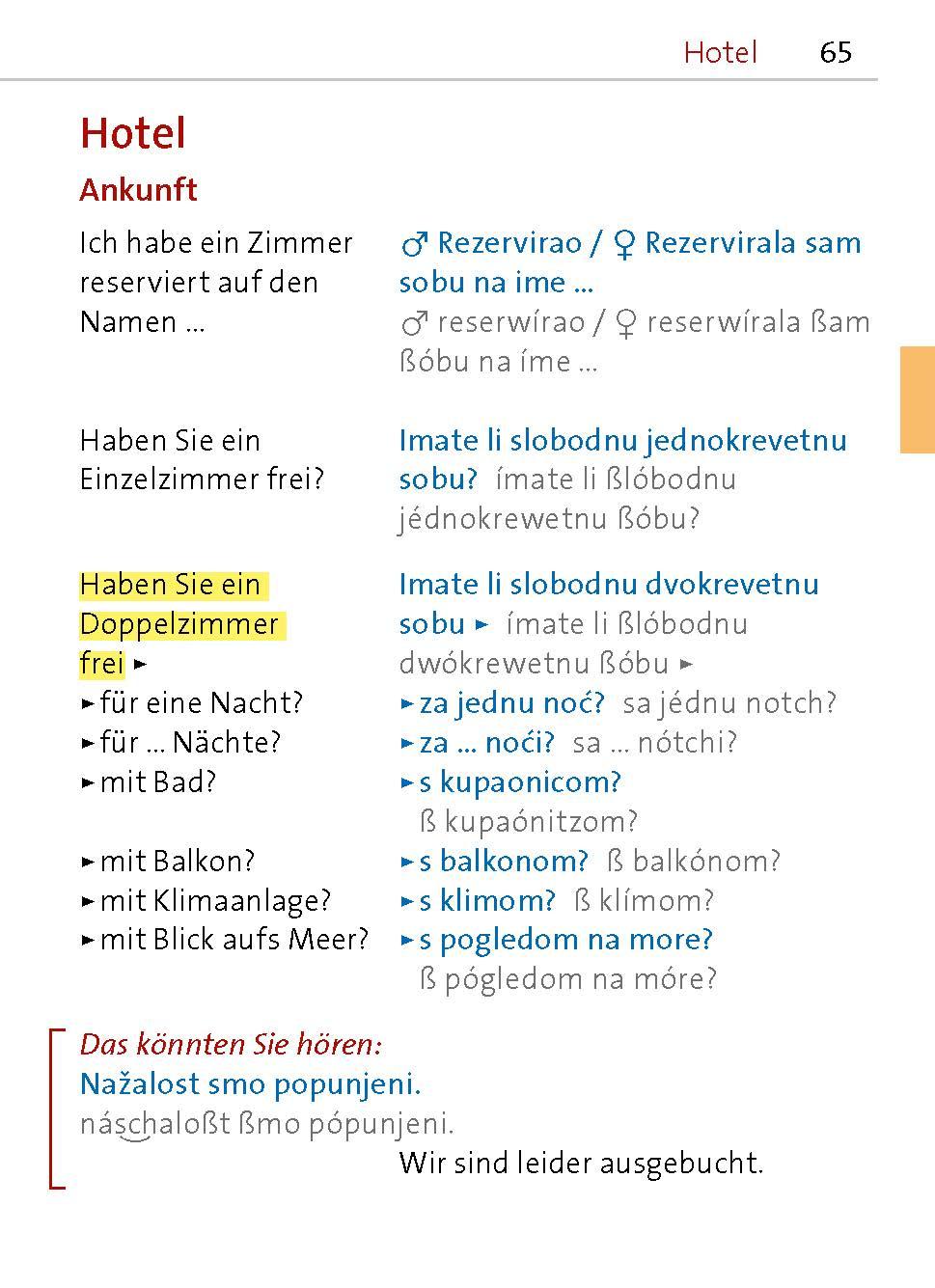 Beispielinhalt (Bild) Langenscheidt Universal-Sprachführer Kroatisch
