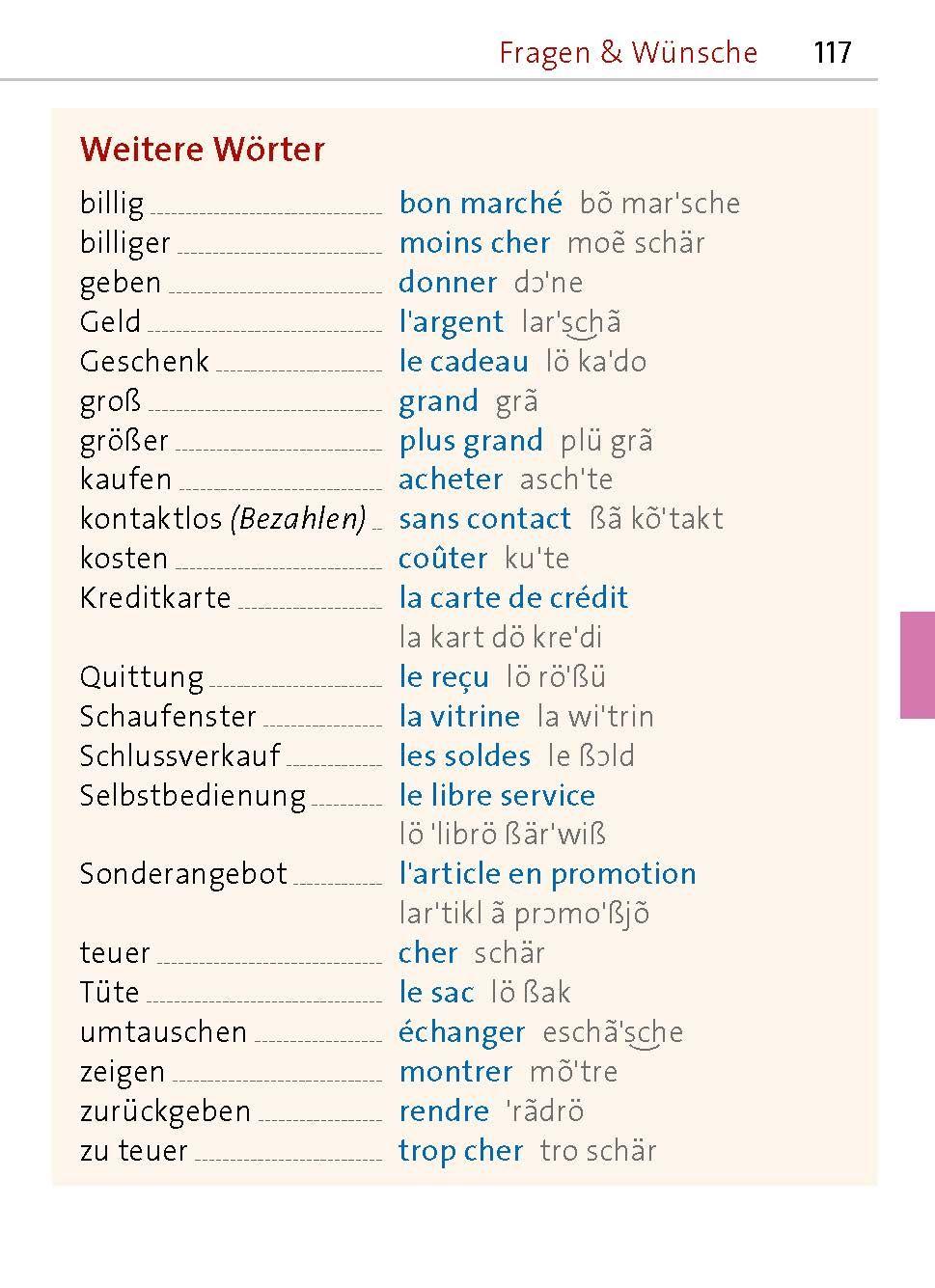 Beispielinhalt (Bild) Langenscheidt Universal-Sprachführer Französisch