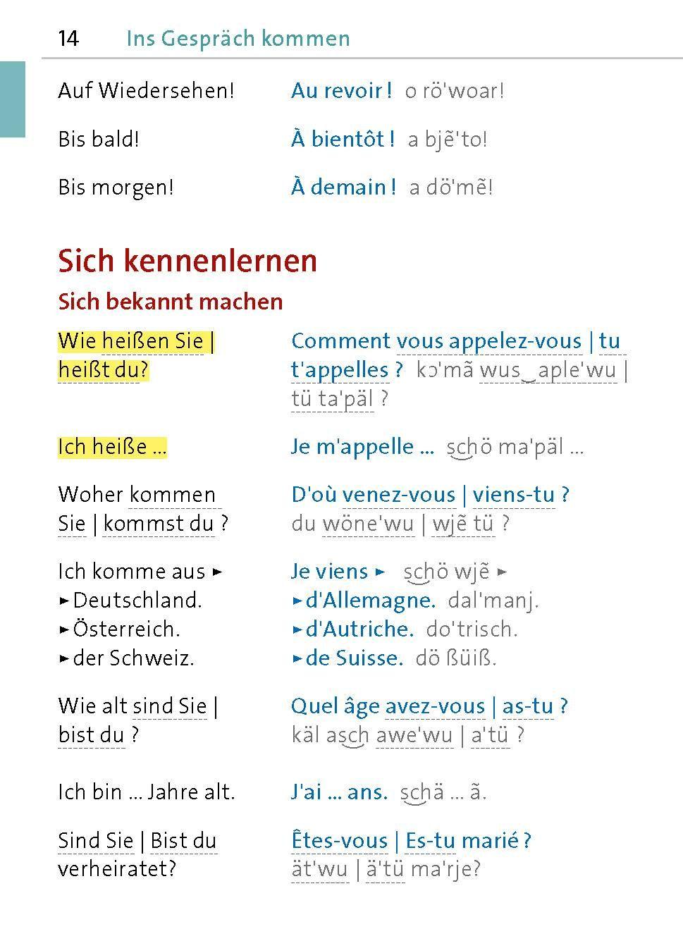 Beispielinhalt (Bild) Langenscheidt Universal-Sprachführer Französisch
