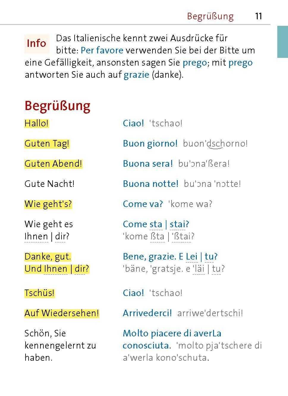 Beispielinhalt (Bild) Langenscheidt Universal-Sprachführer Italienisch