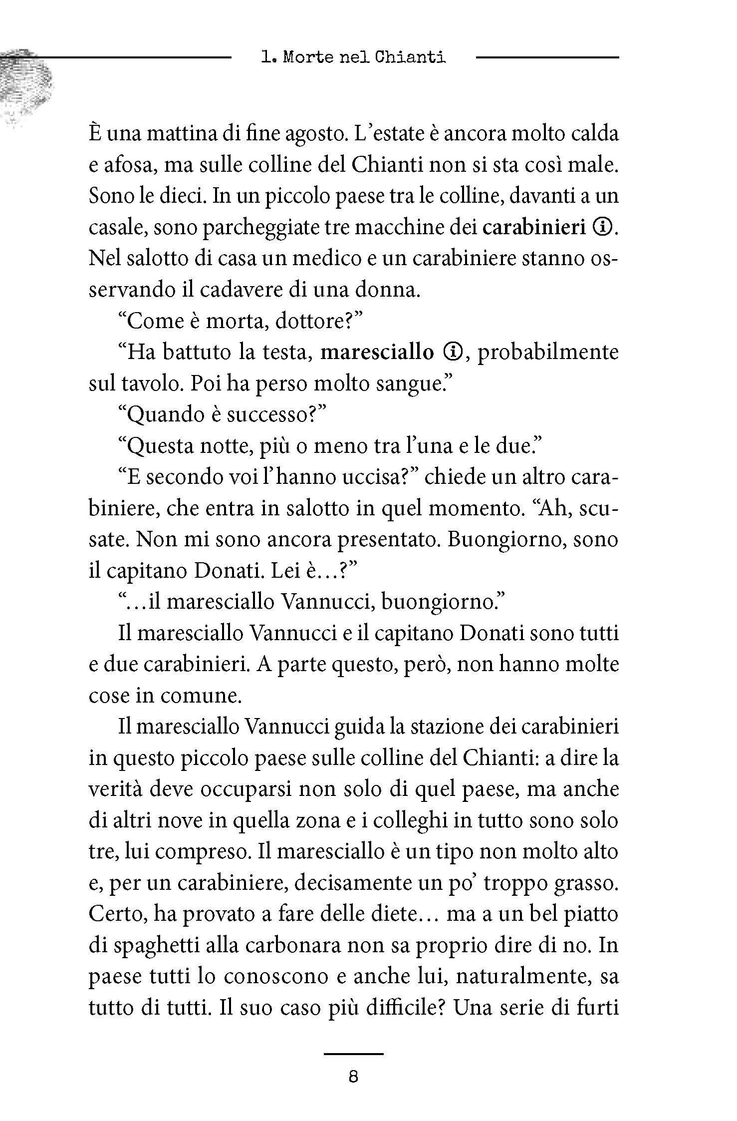 Beispielinhalt (Bild) Langenscheidt Krimi zweisprachig Italienisch - Morte nel Chianti - Tod im Chianti (A1/A2)