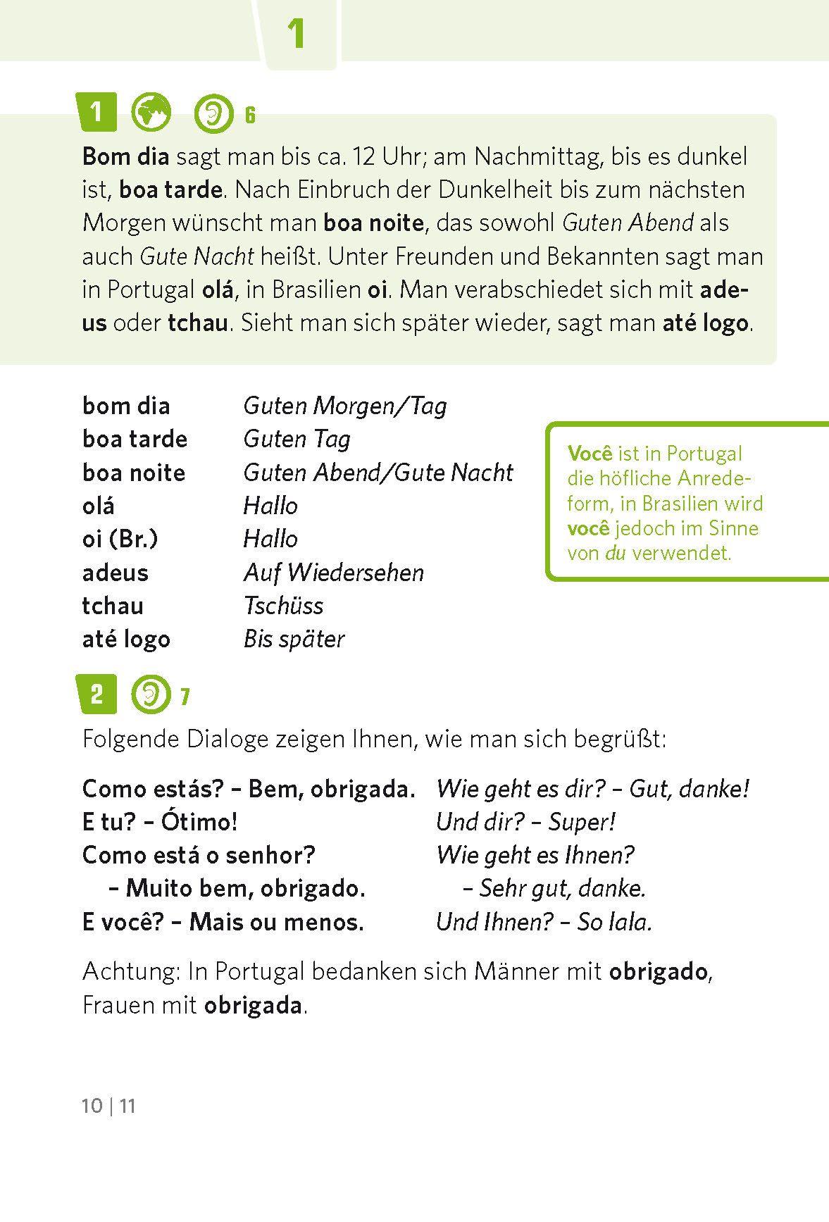 Beispielinhalt (Bild) PONS Pocket-Sprachkurs Portugiesisch