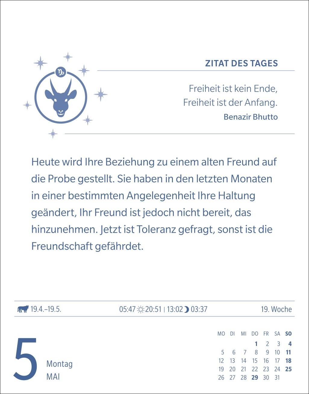 Beispielinhalt (Bild) Steinbock Sternzeichenkalender 2025 - Tagesabreißkalender - Ihr Horoskop für jeden Tag