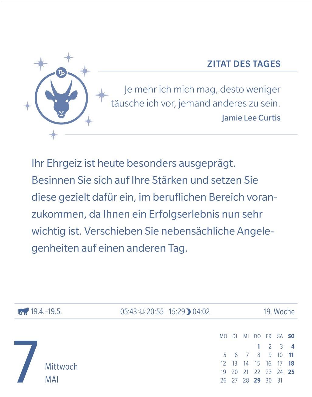 Beispielinhalt (Bild) Steinbock Sternzeichenkalender 2025 - Tagesabreißkalender - Ihr Horoskop für jeden Tag