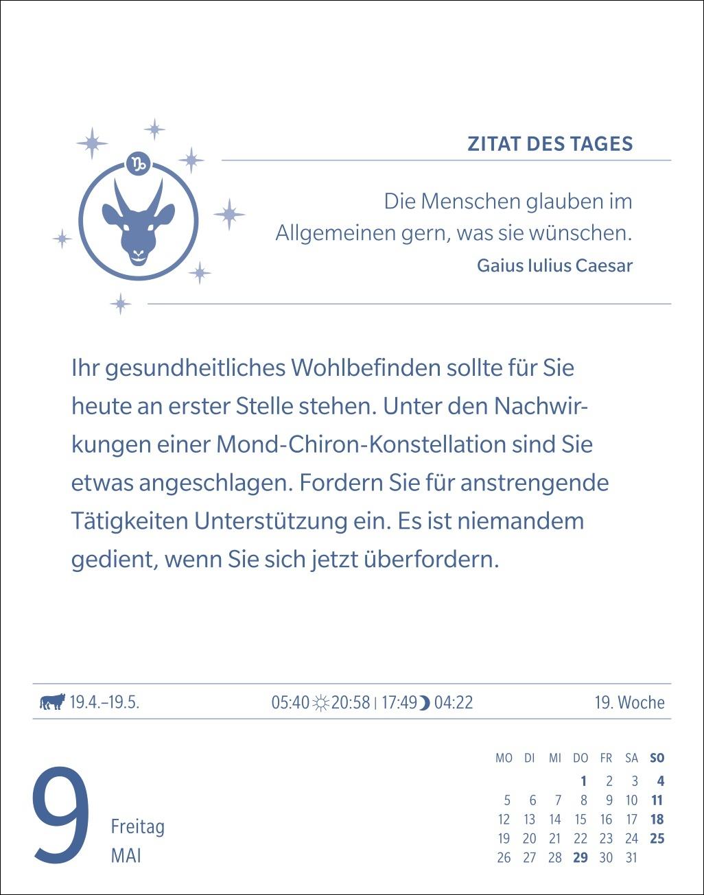Beispielinhalt (Bild) Steinbock Sternzeichenkalender 2025 - Tagesabreißkalender - Ihr Horoskop für jeden Tag