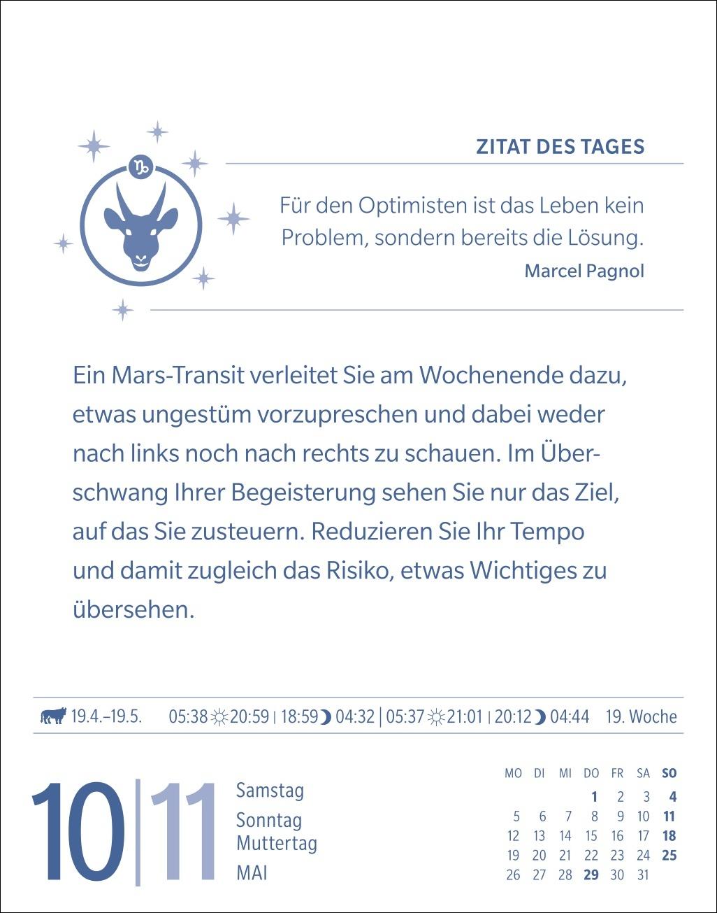 Beispielinhalt (Bild) Steinbock Sternzeichenkalender 2025 - Tagesabreißkalender - Ihr Horoskop für jeden Tag
