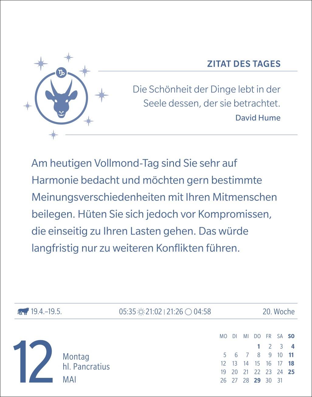 Beispielinhalt (Bild) Steinbock Sternzeichenkalender 2025 - Tagesabreißkalender - Ihr Horoskop für jeden Tag