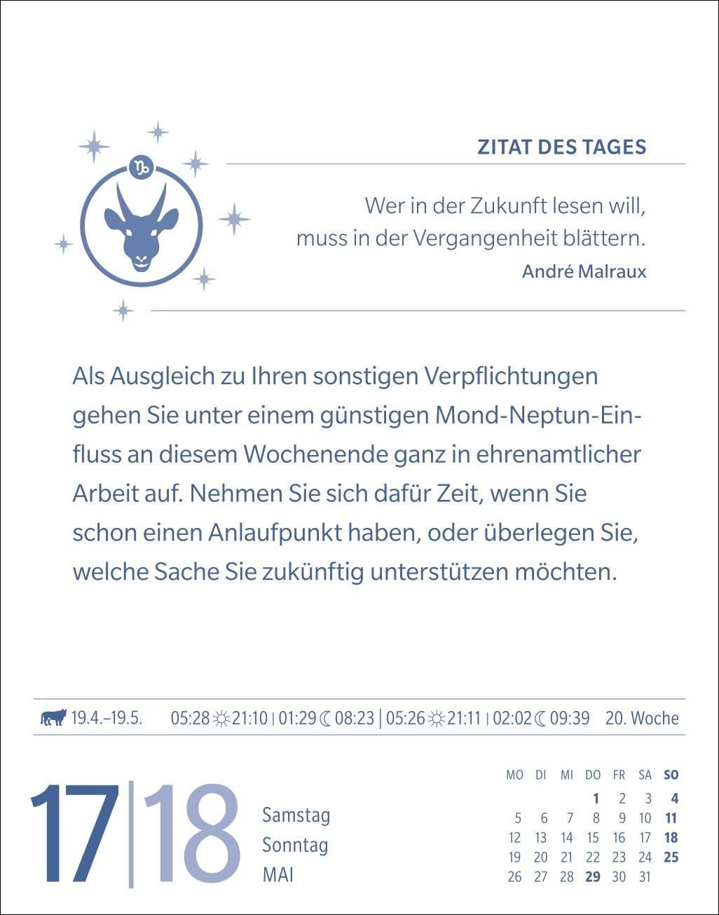 Beispielinhalt (Bild) Steinbock Sternzeichenkalender 2025 - Tagesabreißkalender - Ihr Horoskop für jeden Tag