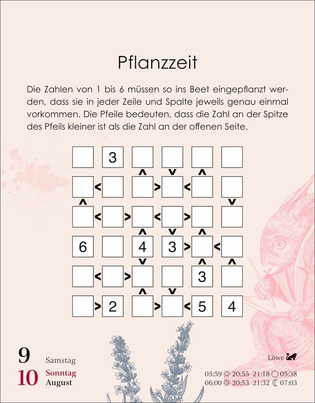 Beispielinhalt (Bild) Bunte Rätselwelt Tagesabreißkalender 2025 - Pflanzen, Tiere, Phänomene