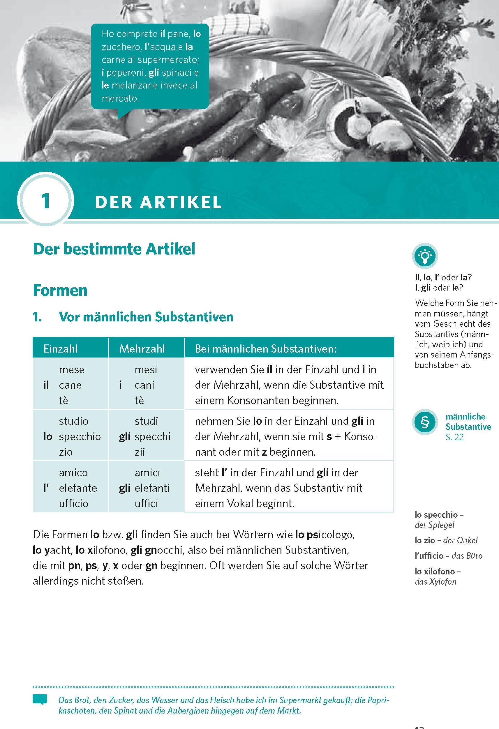 Beispielinhalt (Bild) PONS Praxis-Grammatik Italienisch