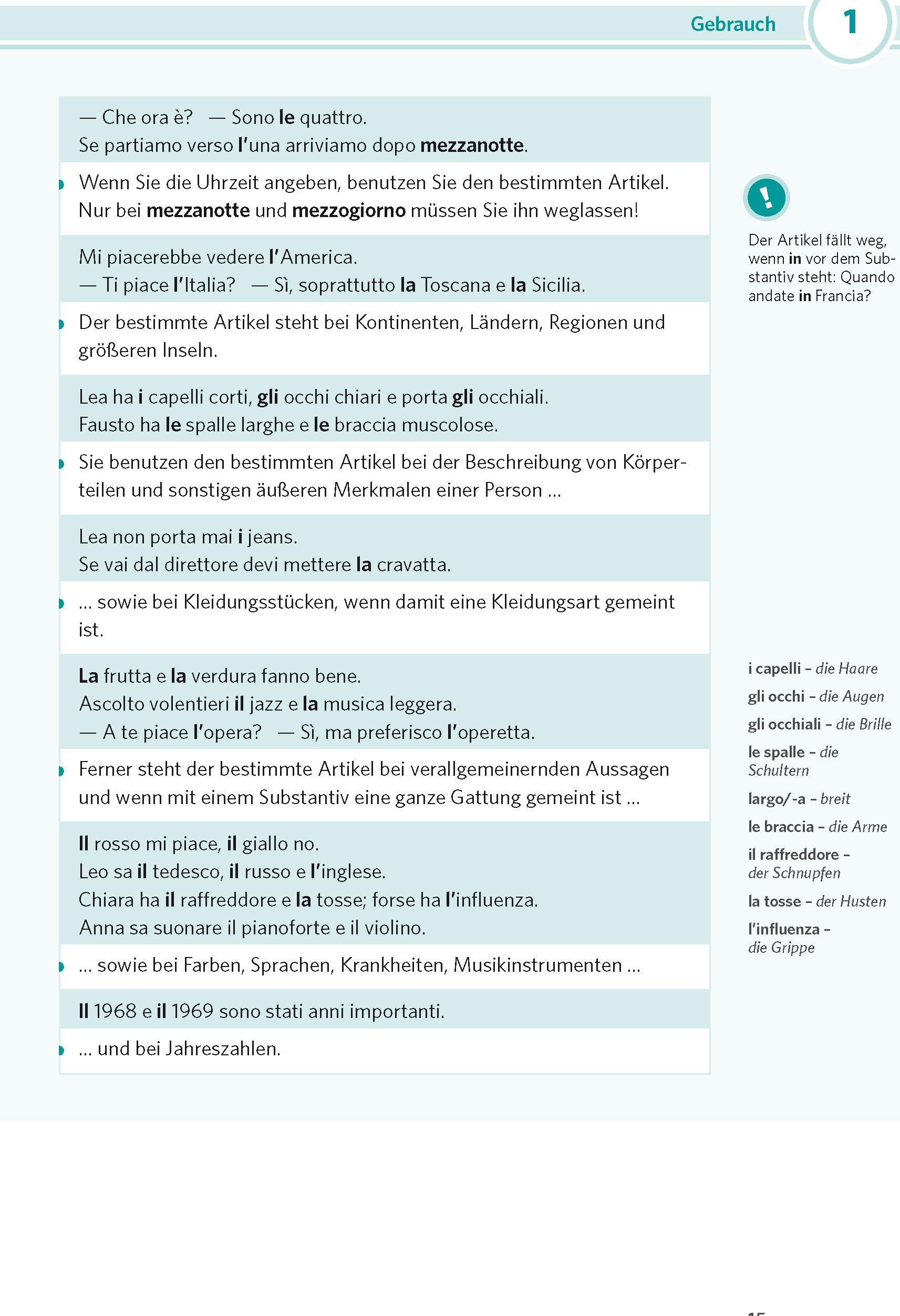 Beispielinhalt (Bild) PONS Praxis-Grammatik Italienisch