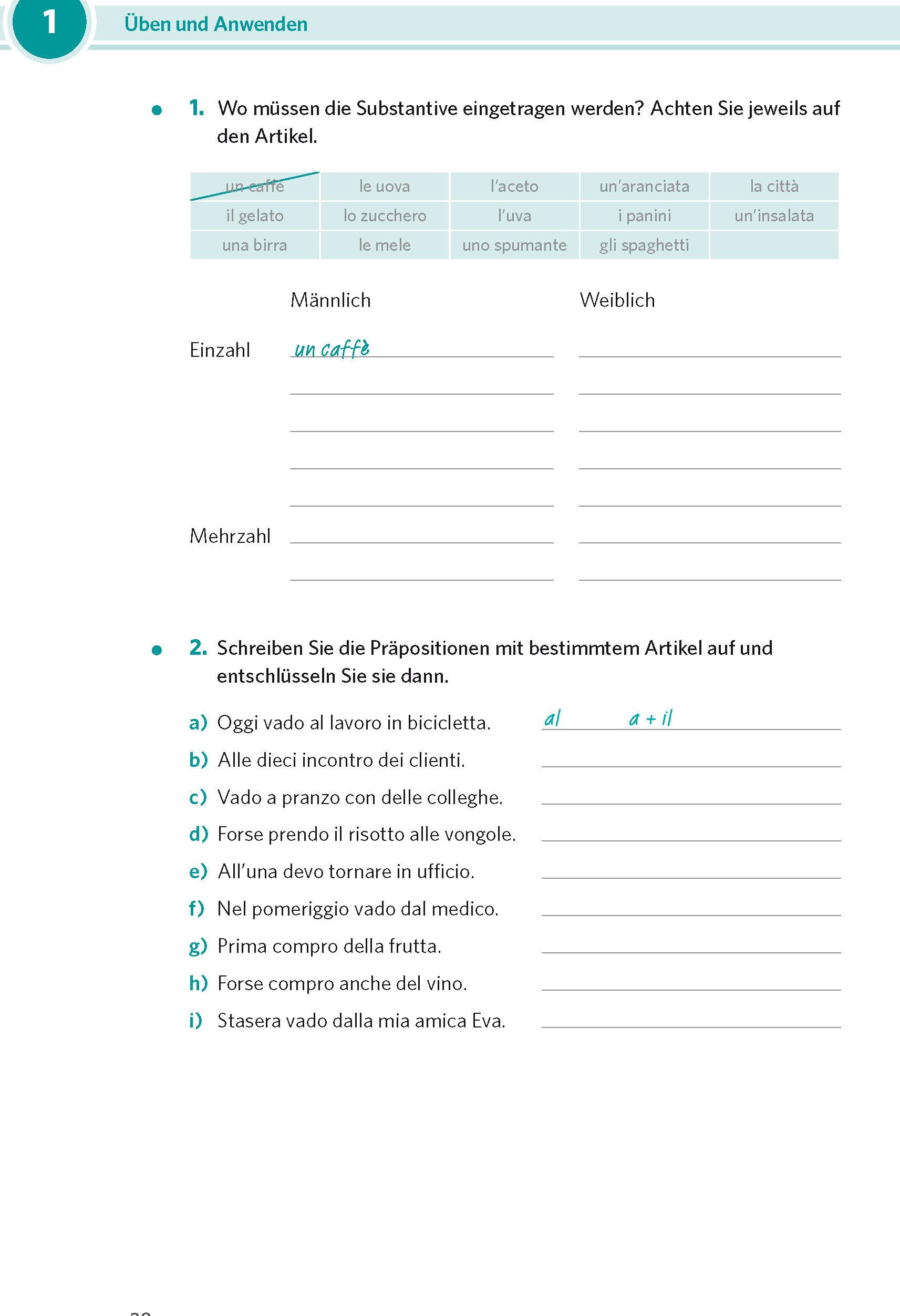 Beispielinhalt (Bild) PONS Praxis-Grammatik Italienisch