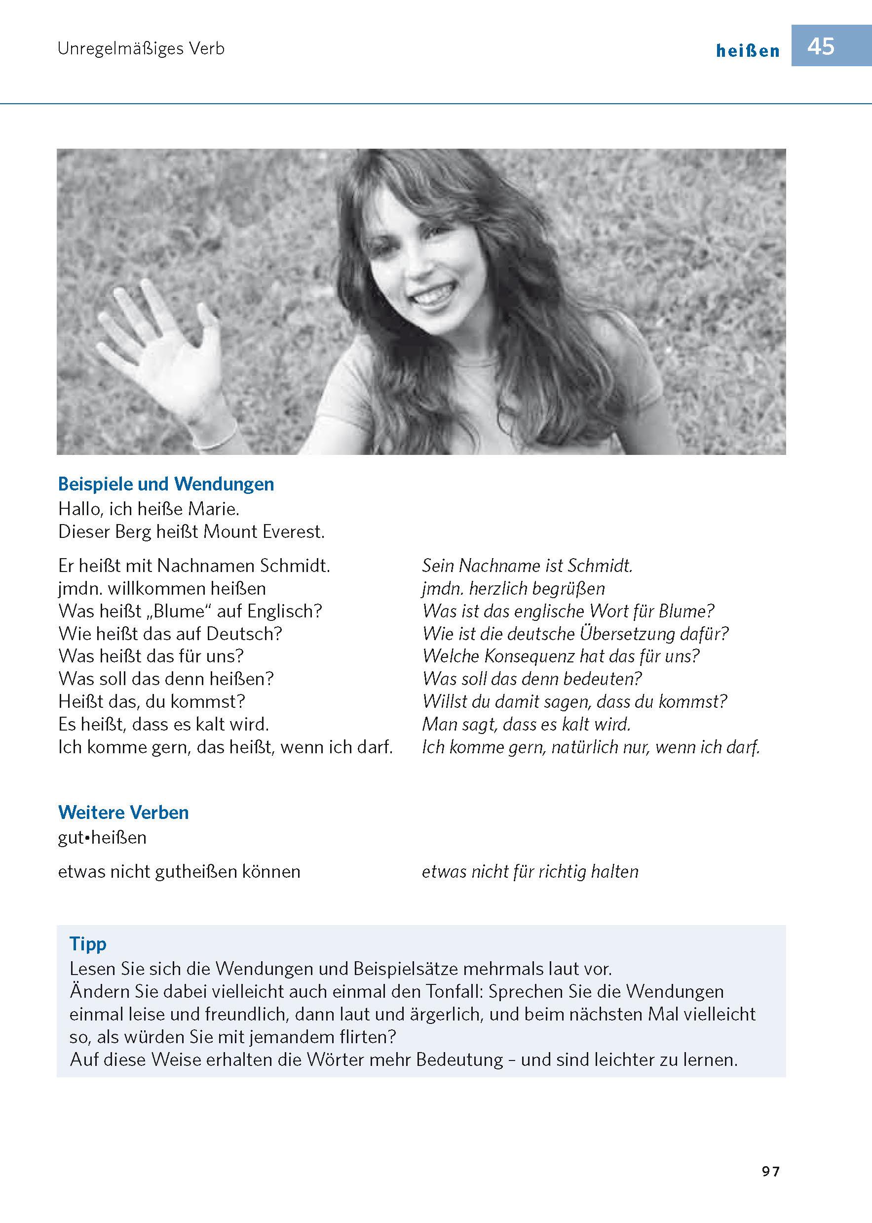 Beispielinhalt (Bild) PONS Verbtabellen Plus Deutsch als Fremdsprache