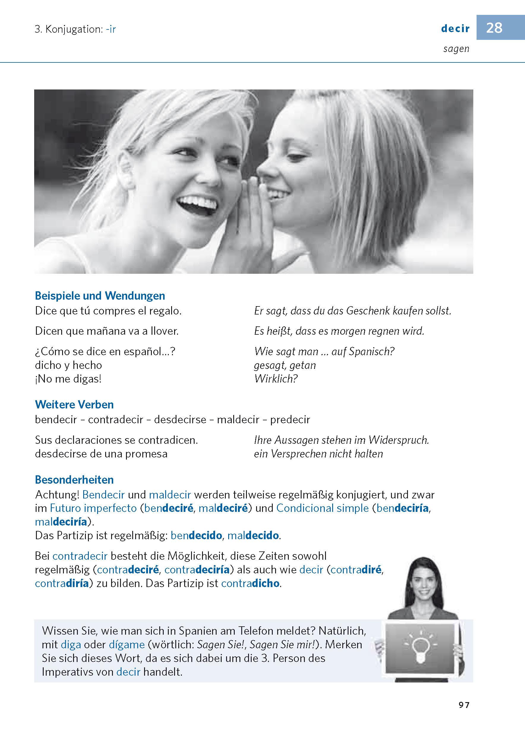 Beispielinhalt (Bild) PONS Verbtabellen Plus Spanisch