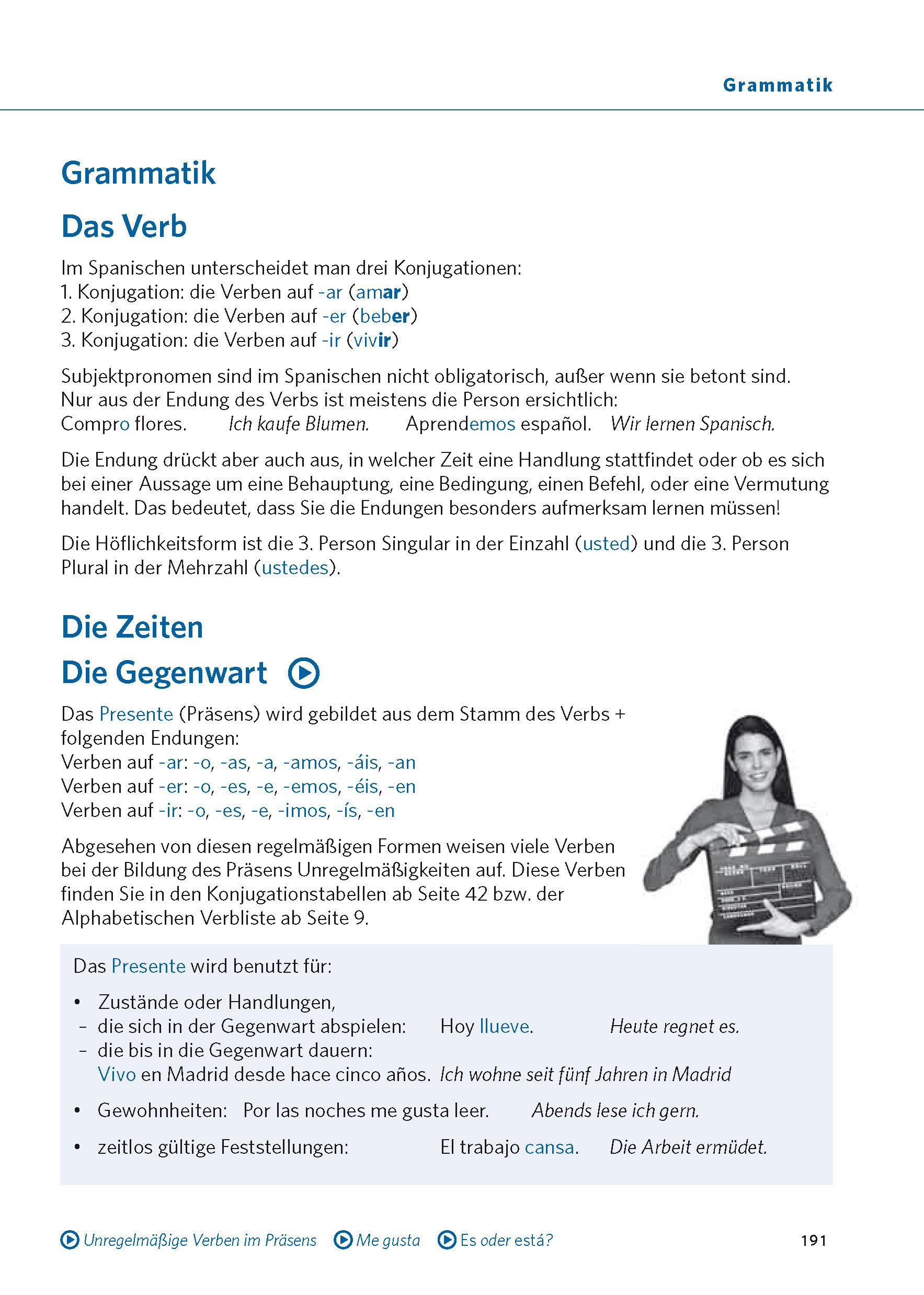 Beispielinhalt (Bild) PONS Verbtabellen Plus Spanisch