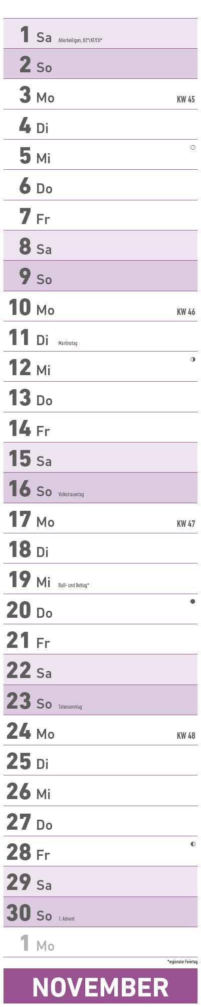 Beispielinhalt (Bild) Superplaner 2025 - Streifenkalender 17x85 cm - mit Ringbindung - viel Platz für Notizen - Langplaner - Wandkalender - Küchenkalender - Alpha Edition