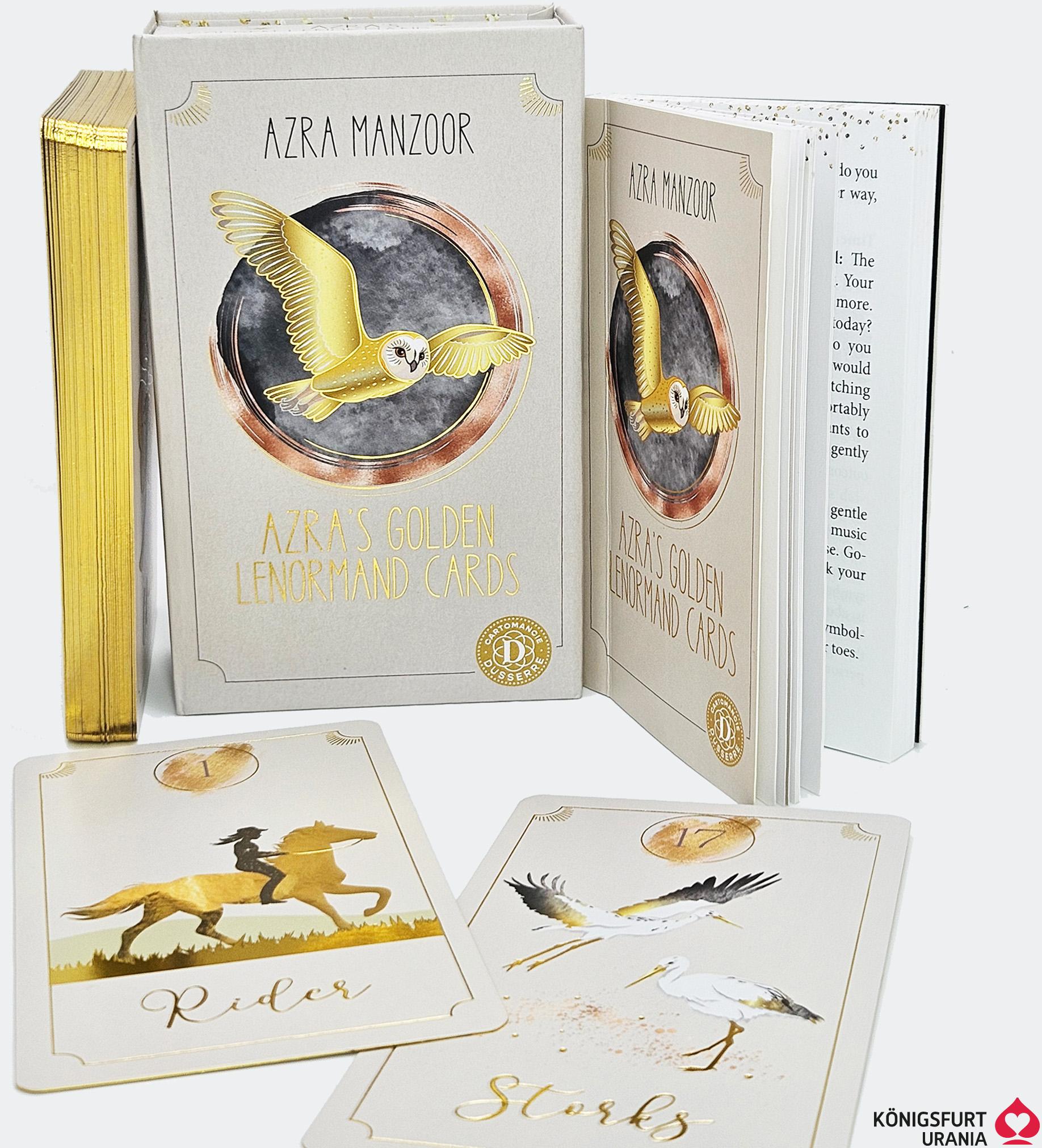 Vorderes Coverbild Azra's Golden Lenormand: 36 Golden Lenormand cards in modern, enchanting design