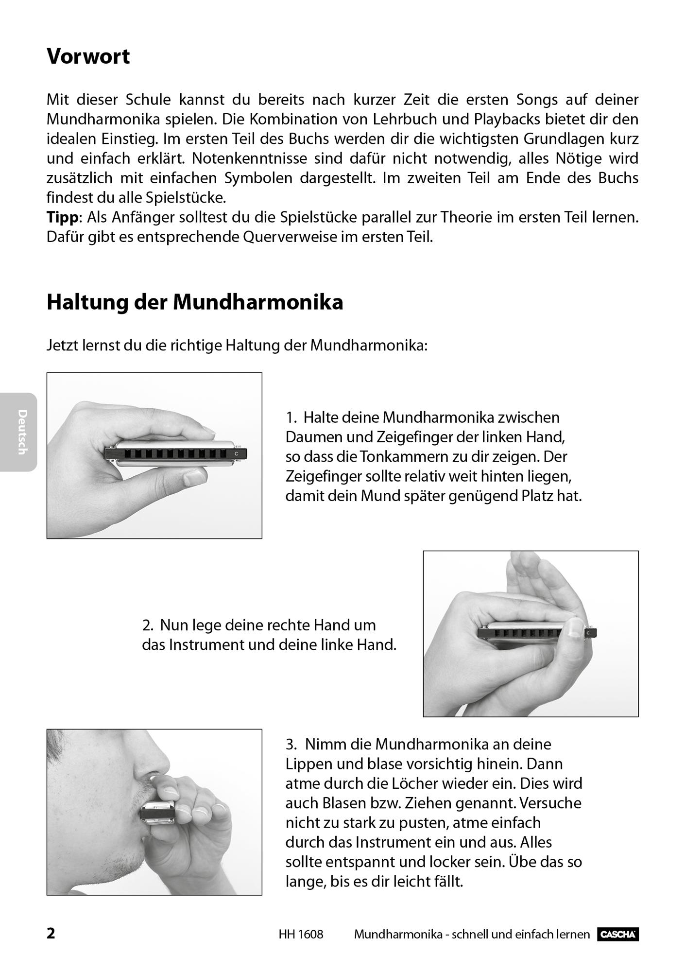 Beispielinhalt (Bild) Master Edition Blues Harmonica Set, (incl. 4 languages Method (DE/EN/FR/ES), case, cleaning cloth)
