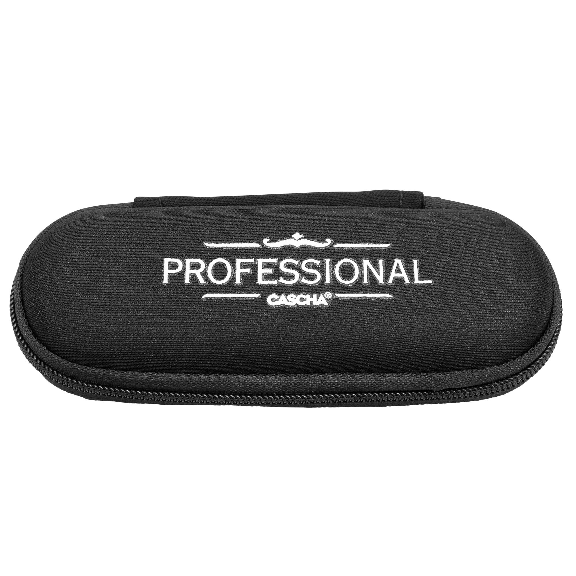 Beispielinhalt (Bild) Professional Blues Harmonica in E (incl. case and cleaning cloth)