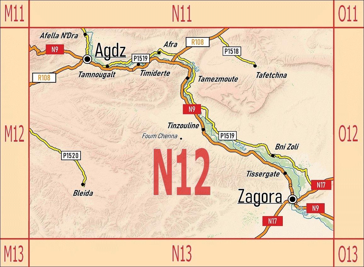 Beispielinhalt (Bild) N12: Agdz . Zagora . Vallée du Drâa . 1:120.000