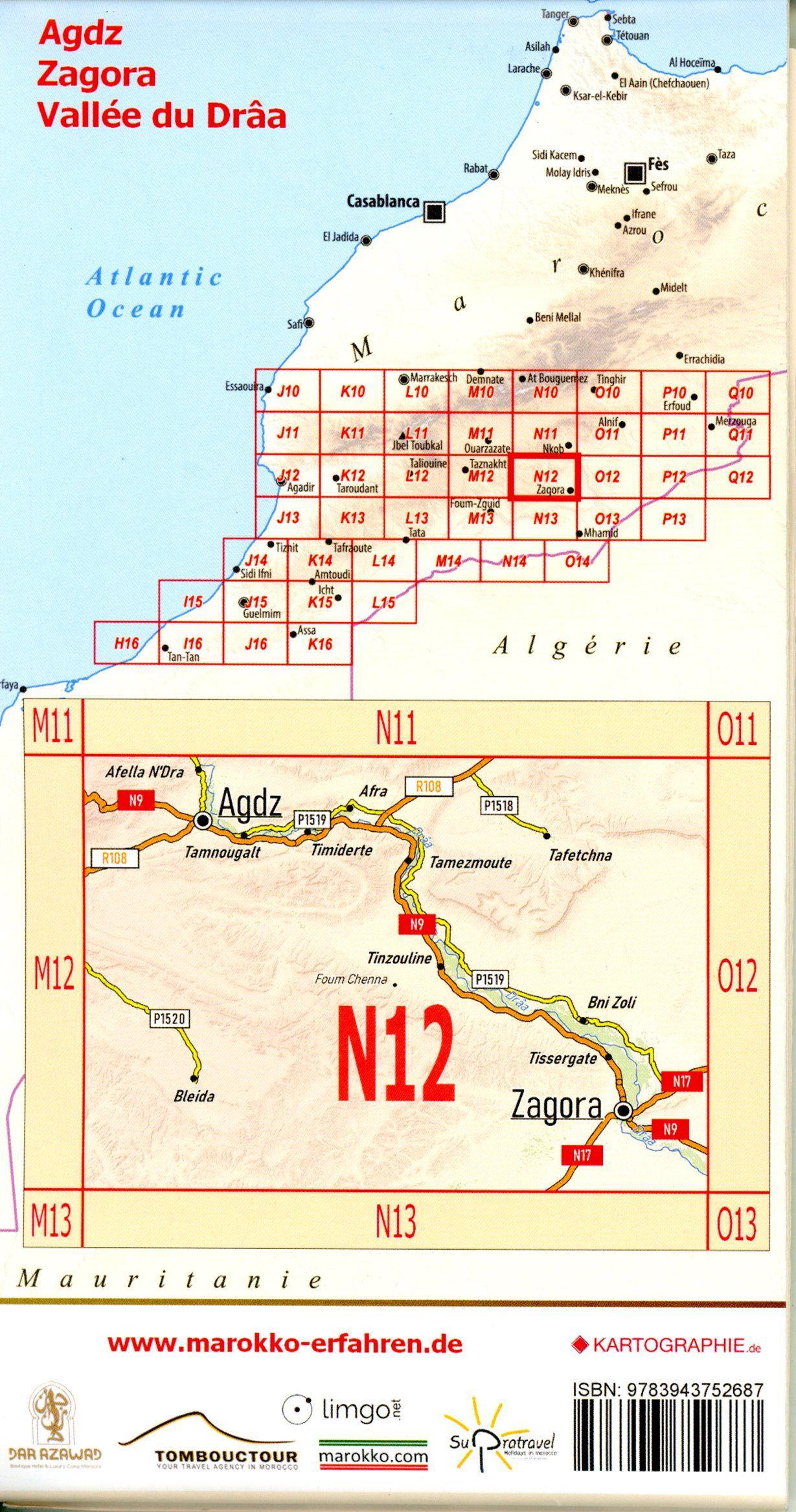 Beispielinhalt (Bild) N12: Agdz . Zagora . Vallée du Drâa . 1:120.000