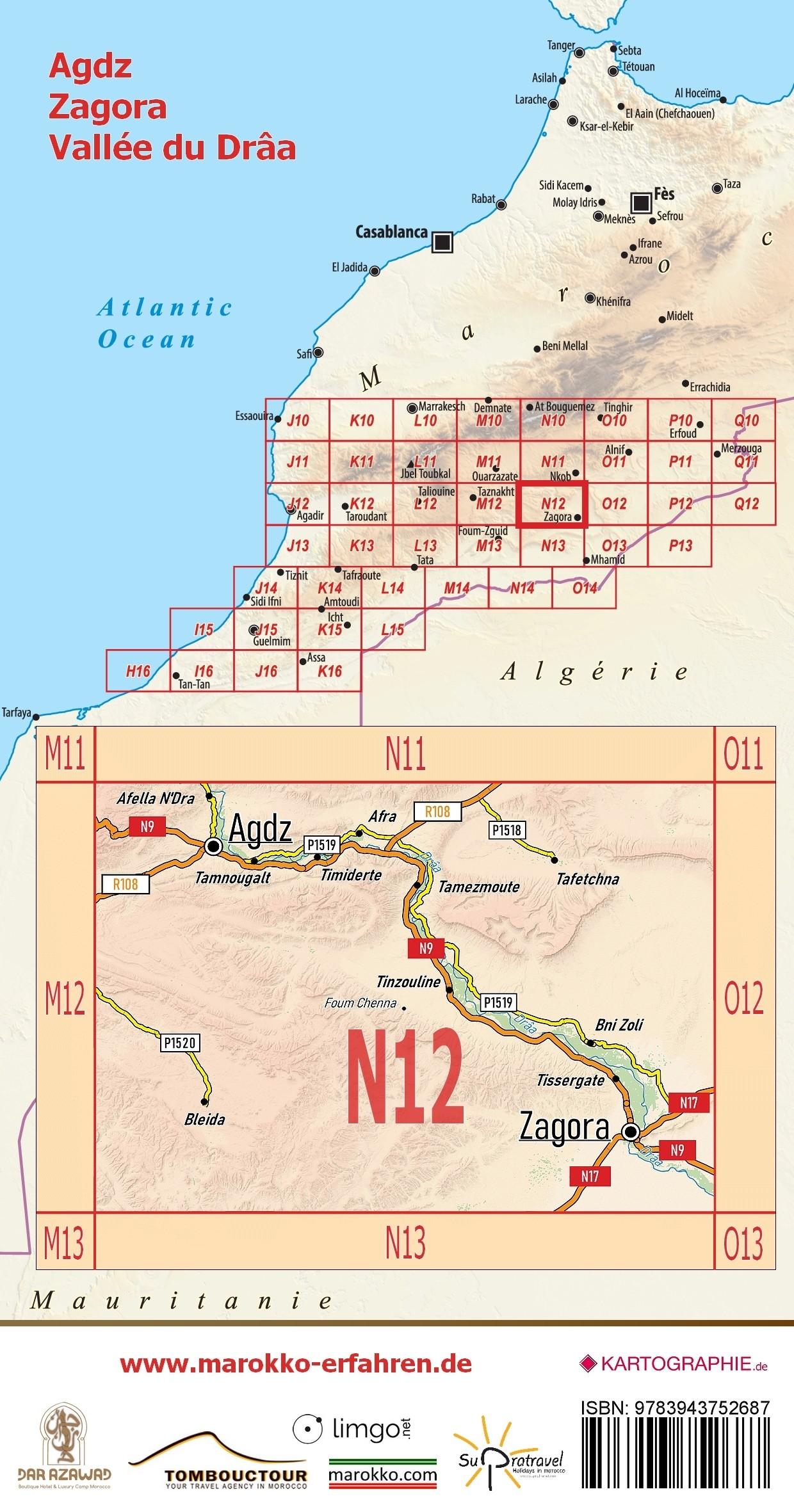 Rückseitencover N12: Agdz . Zagora . Vallée du Drâa . 1:120.000