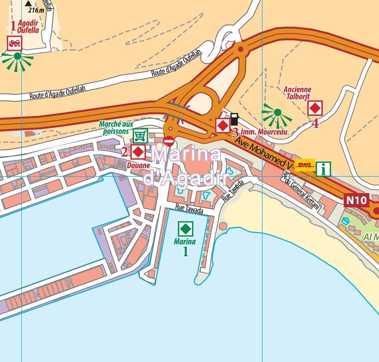 Beispielinhalt (Bild) Stadtplan Agadir - Cityplan Inezgane 1:15.000 + GPS-Waypoints