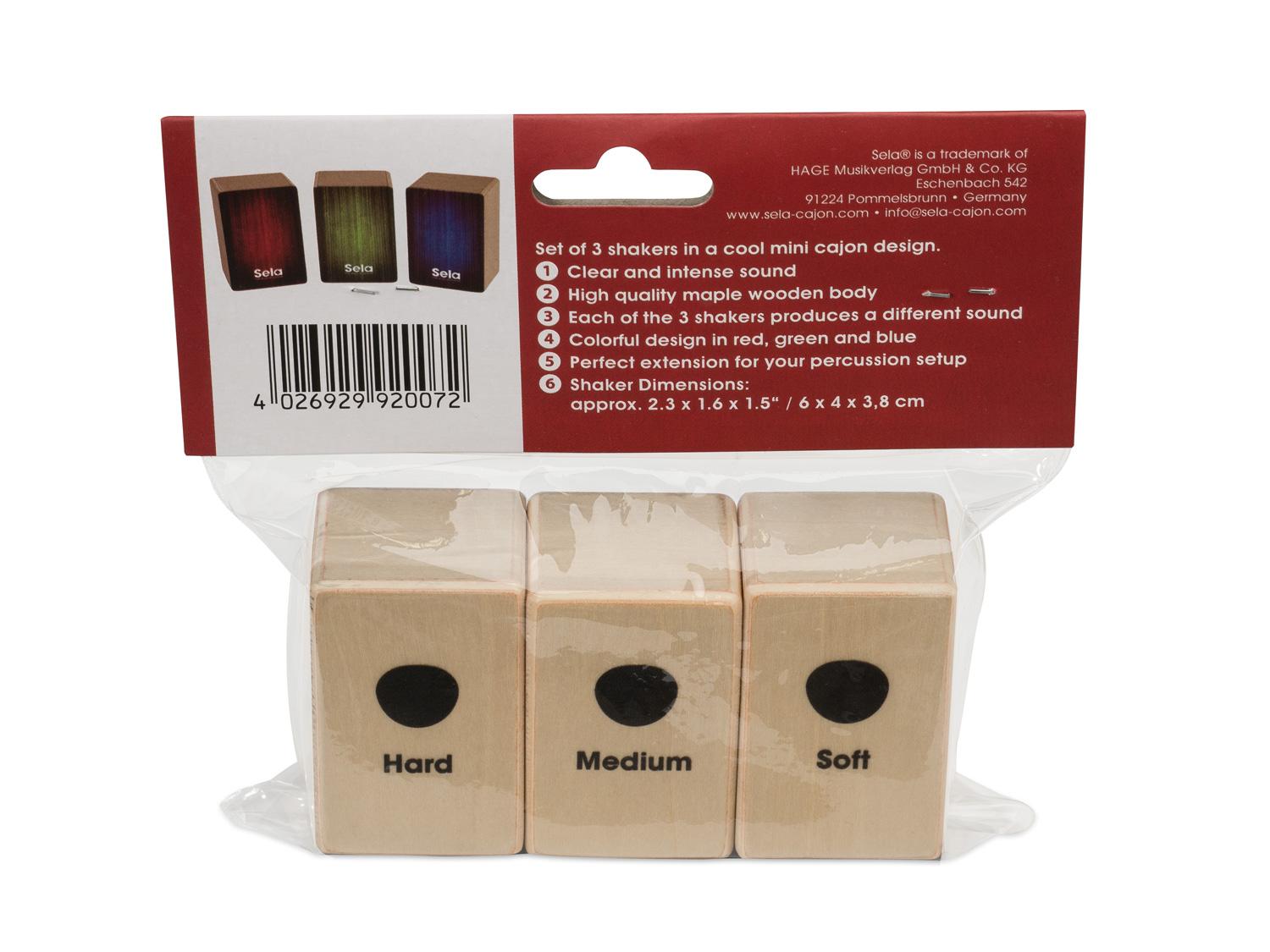 Beispielinhalt (Bild) Mini Cajon Shaker Set (Soft, Medium, Hard)