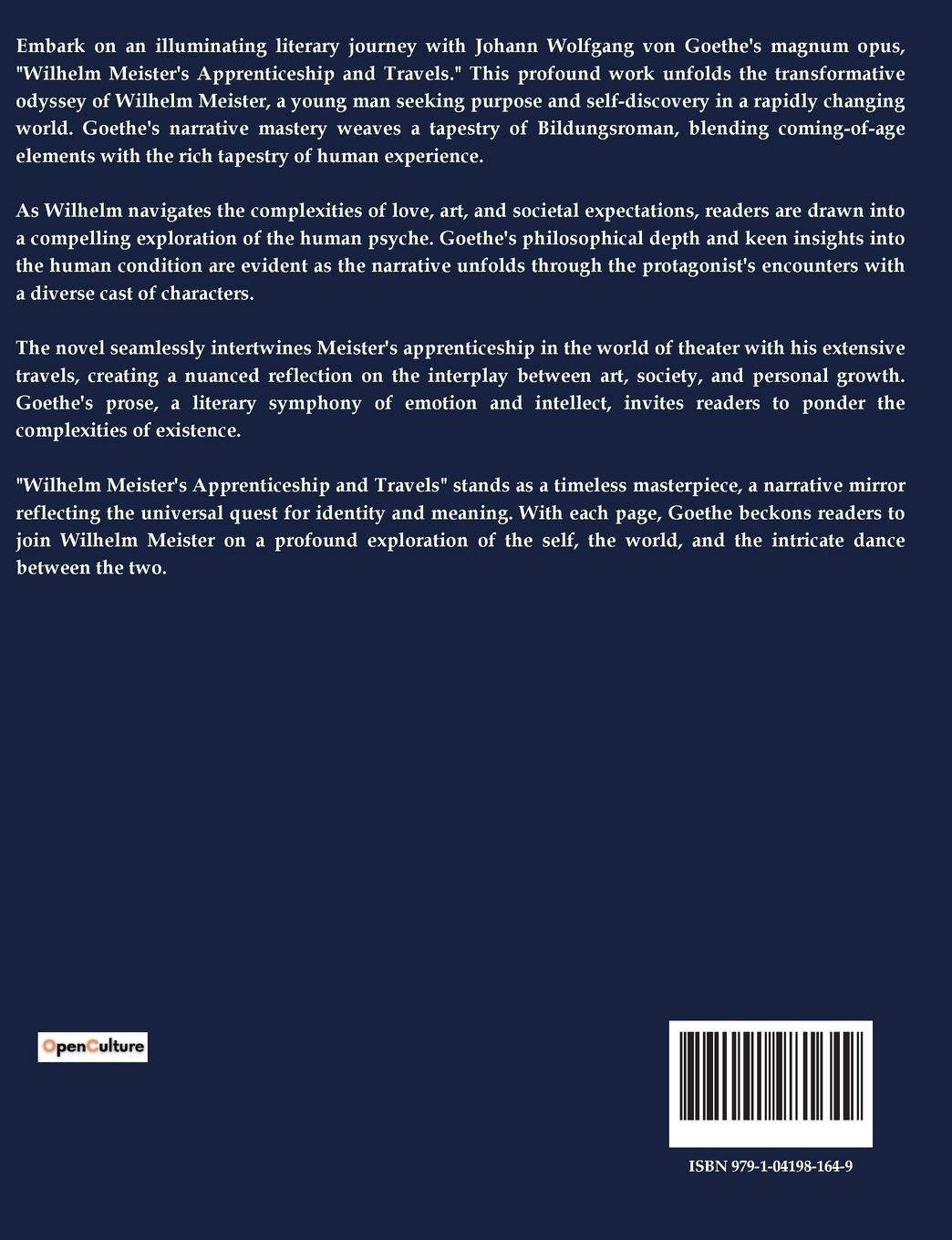 Rückseitencover WILHELM MEISTER'S APPRENTICESHIP AND TRAVELS