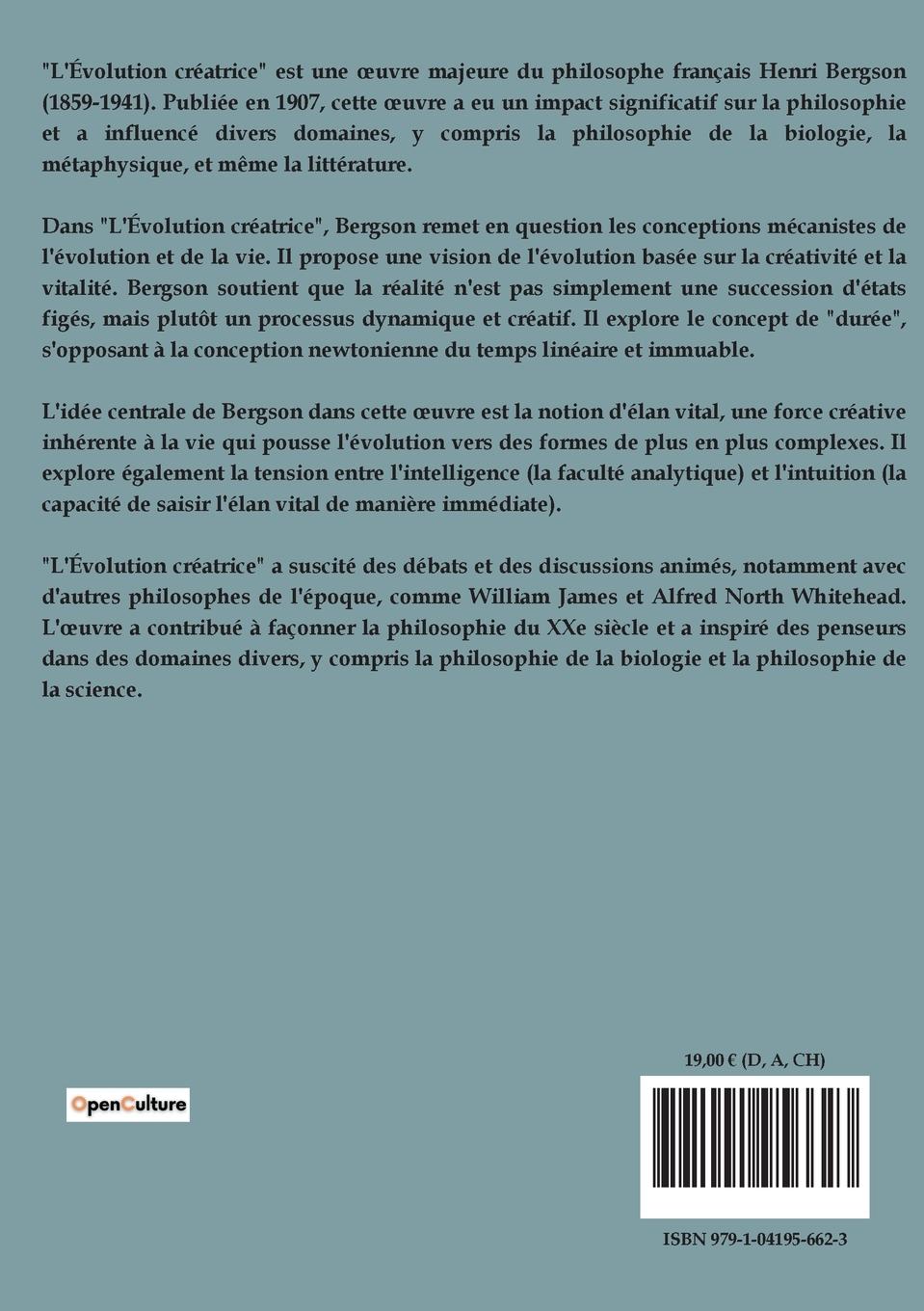 Rückseitencover L'évolution créatrice