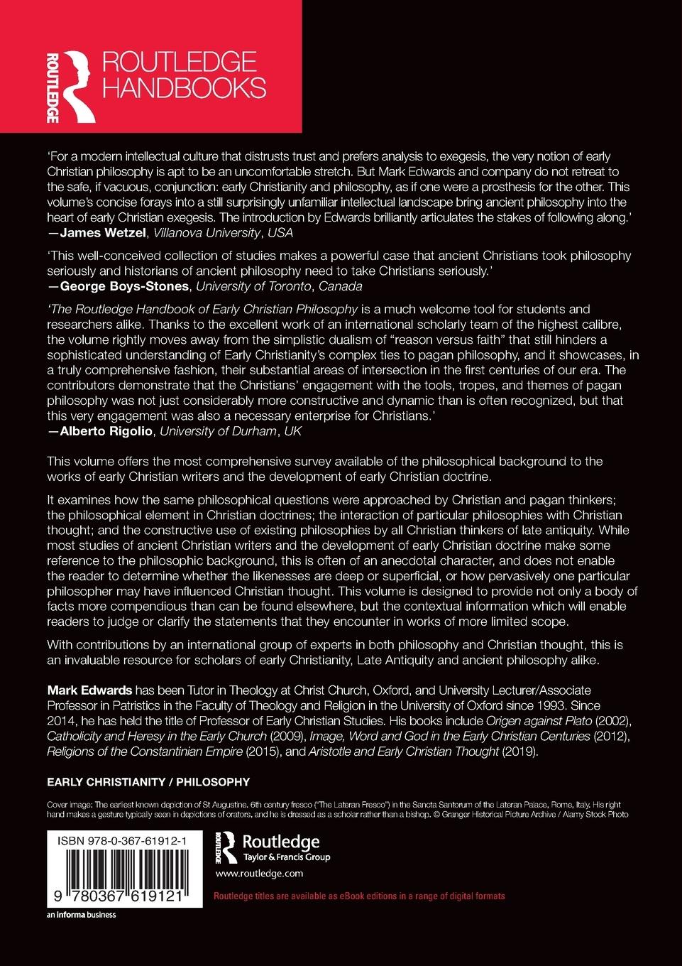 Rückseitencover The Routledge Handbook of Early Christian Philosophy
