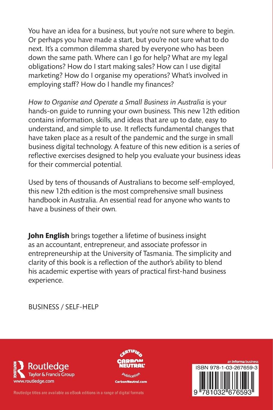 Rückseitencover How to Organise and Operate a Small Business in Australia