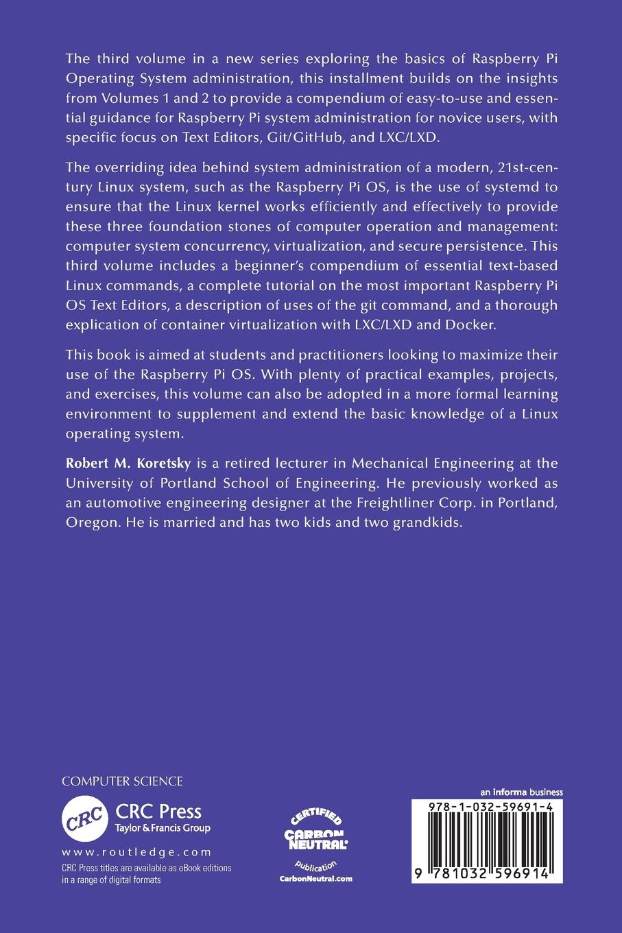 Rückseitencover Raspberry Pi OS Text Editors, git, and LXC
