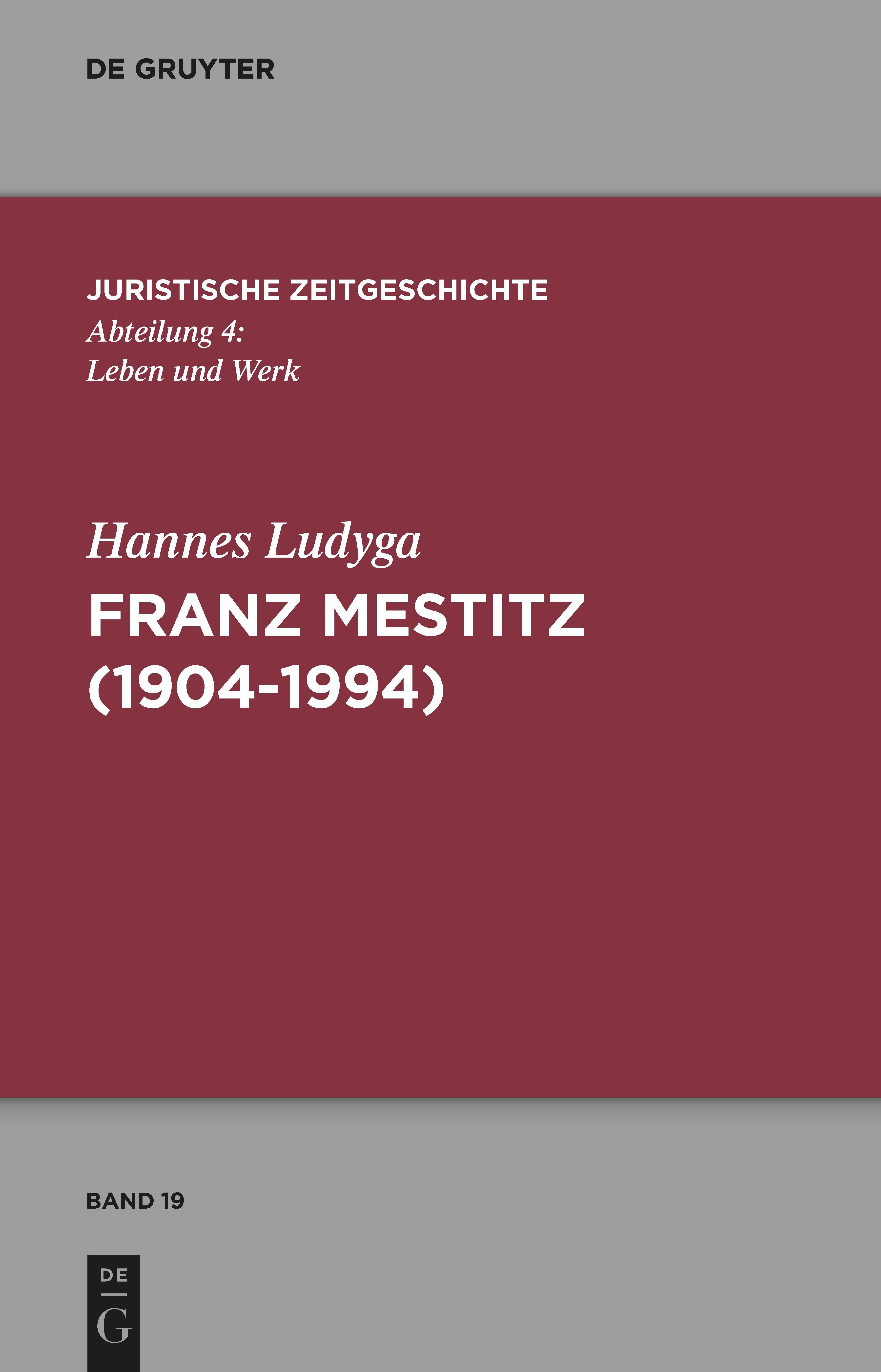 Vorderes Coverbild Franz Mestitz (1904-1994)
