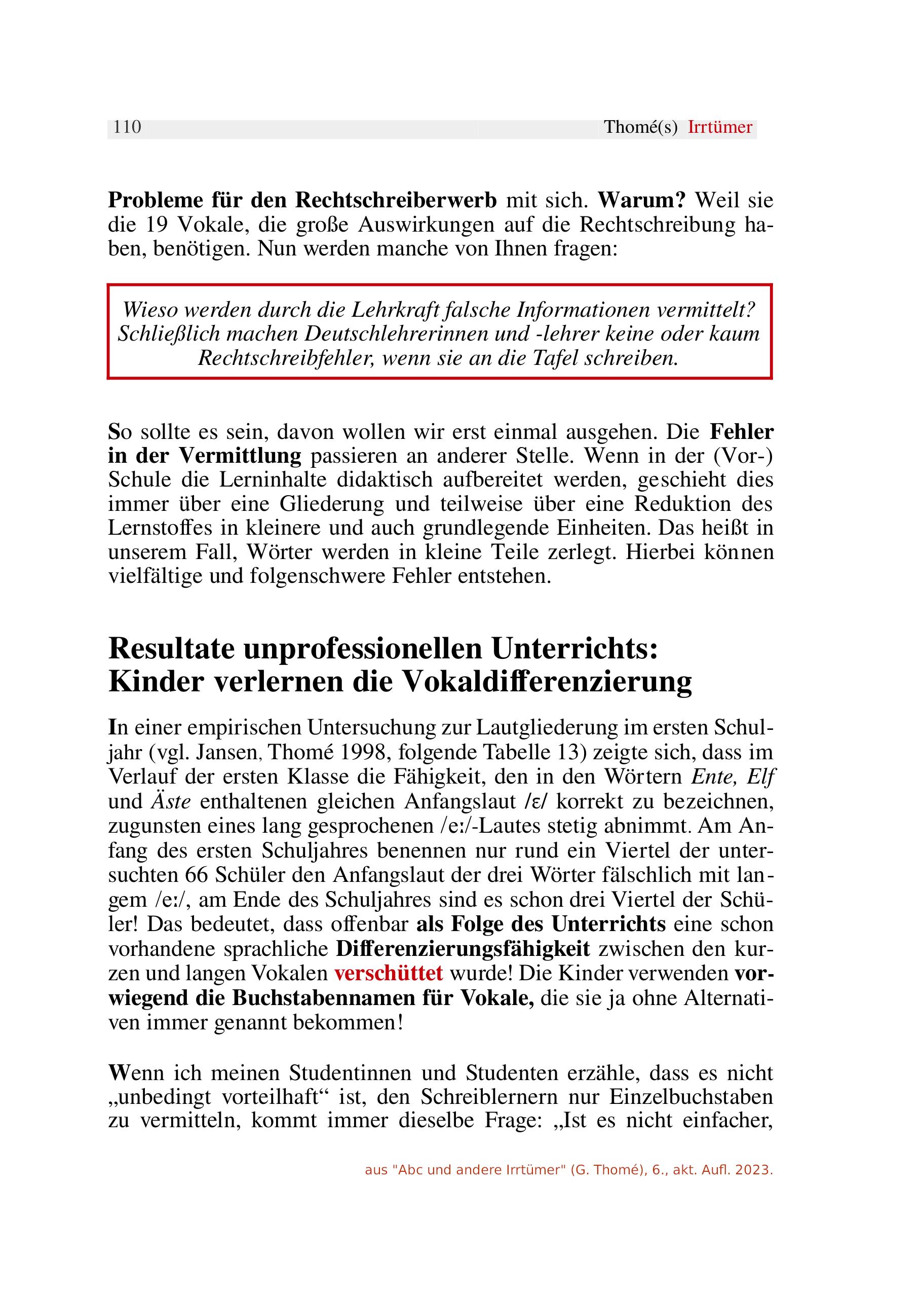 Beispielinhalt (Bild) ABC und andere Irrtümer über Orthographie, Rechtschreiben, LRS/Legasthenie