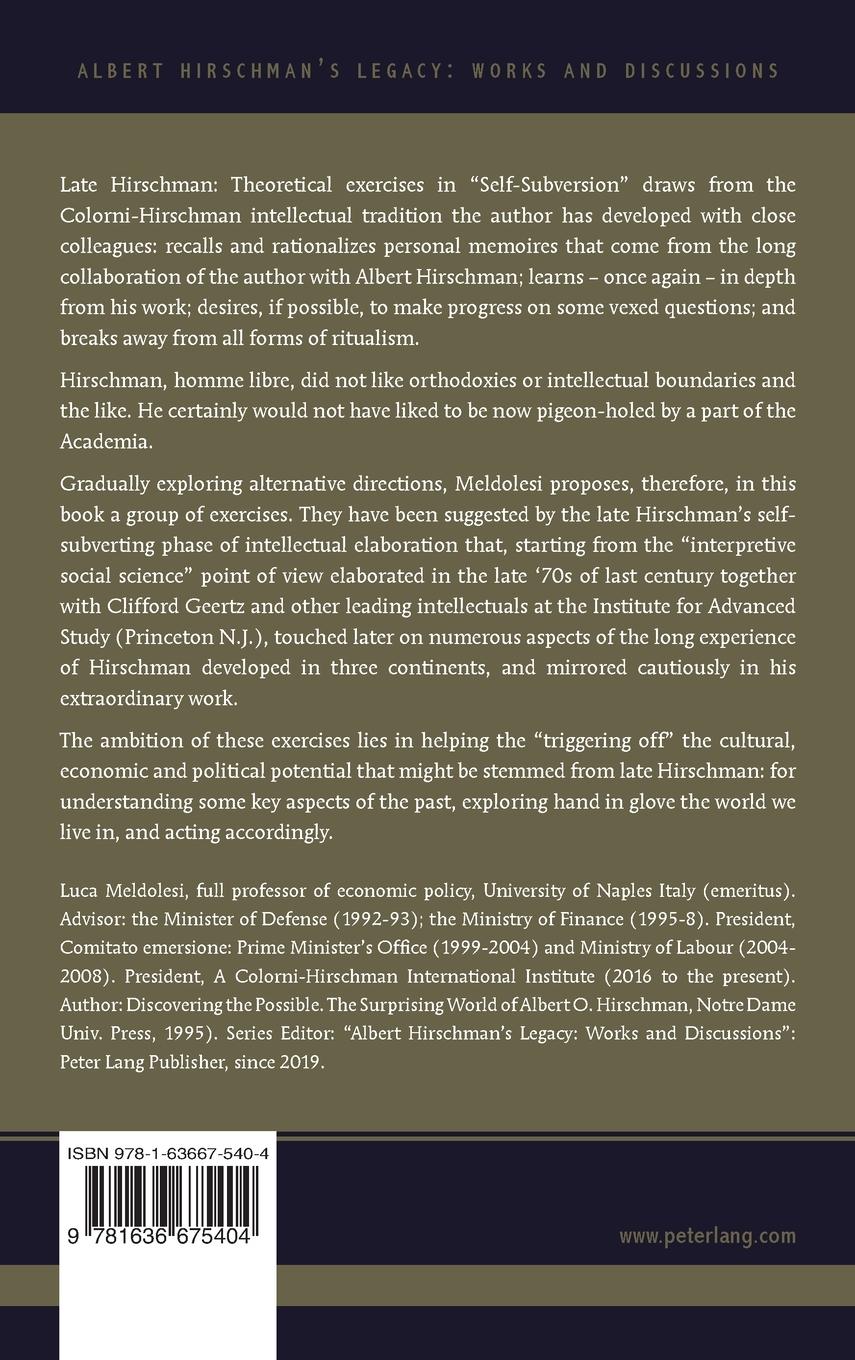 Rückseitencover Late Hirschman