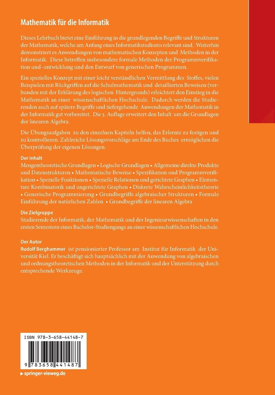 Rückseitencover Mathematik für die Informatik