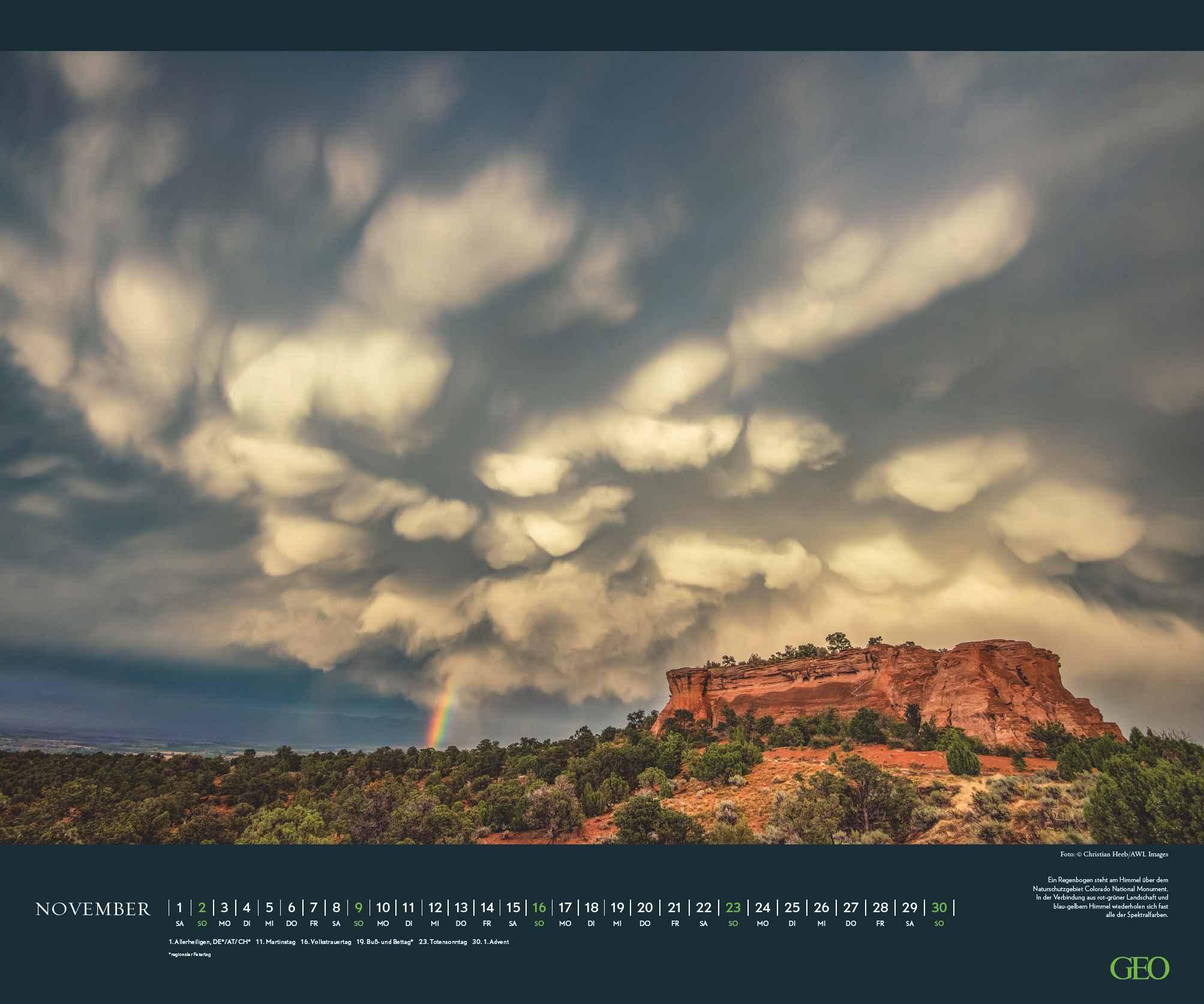 Beispielinhalt (Bild) GEO Wolkenspiele 2025 - Wand-Kalender - Natur-Kalender - Poster-Kalender - 60x50