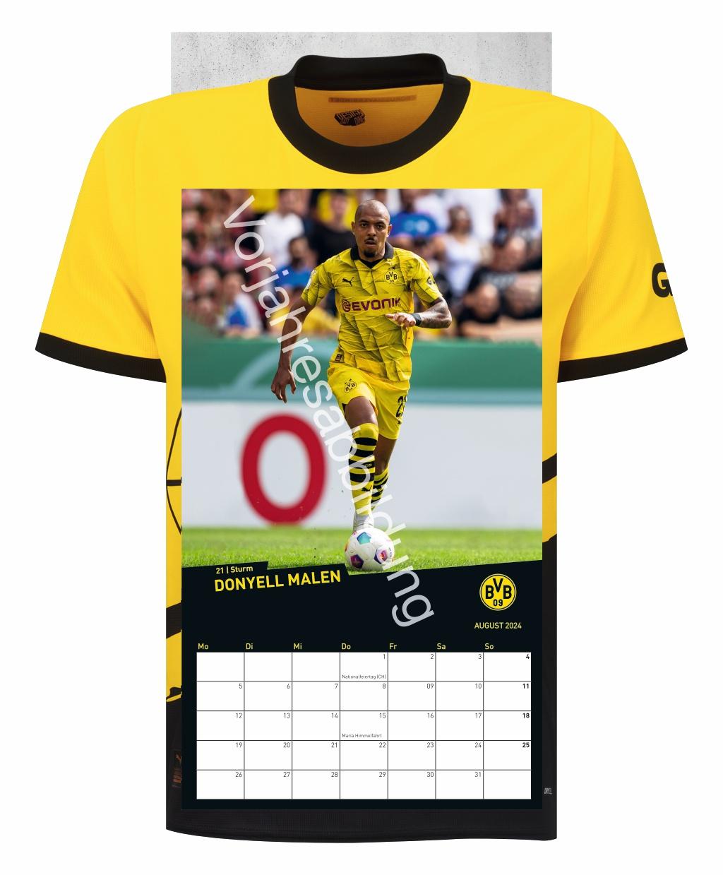 Beispielinhalt (Bild) BVB Trikotkalender 2025