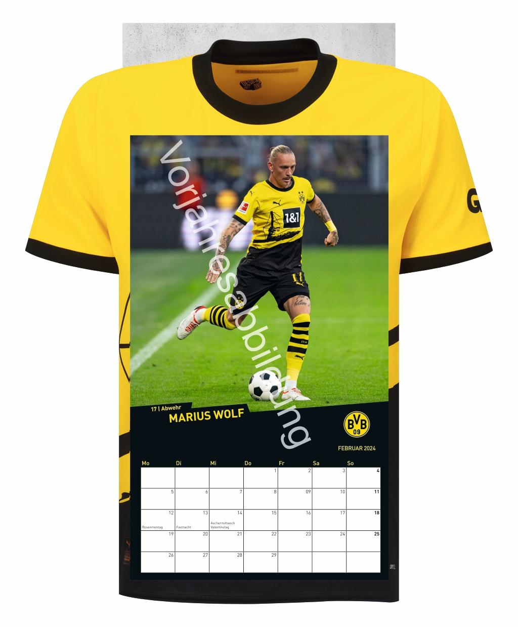 Beispielinhalt (Bild) BVB Trikotkalender 2025